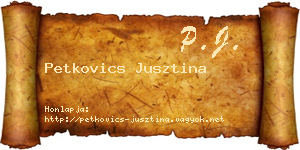 Petkovics Jusztina névjegykártya
