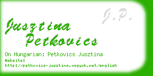 jusztina petkovics business card